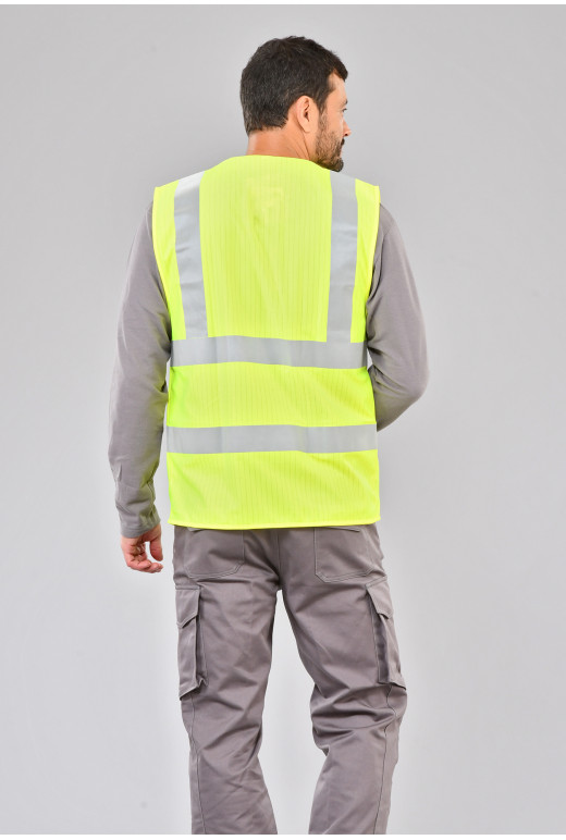 Gilet De Sécurité Tactique Haute Visibilité - Maille Polyester - Bandes Réfléchissantes 3M - Poches Multiples - Réglable