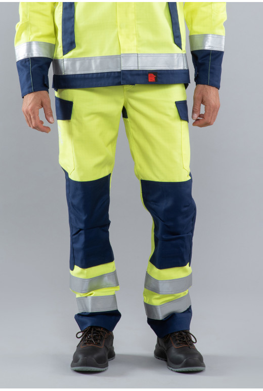 Combinaison De Travail ATEX HV 320 XP Medusa Jaune Fluo/gris Acier - Taille XL, Nombreuses Poches, Zippée